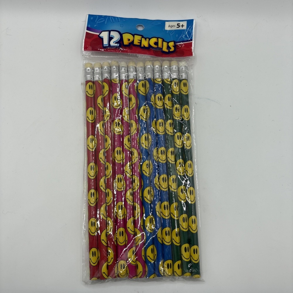 Smiley Face Emoji Pencils Party Favors Novelty  12 Count‎ NEW
